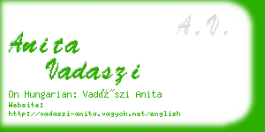 anita vadaszi business card